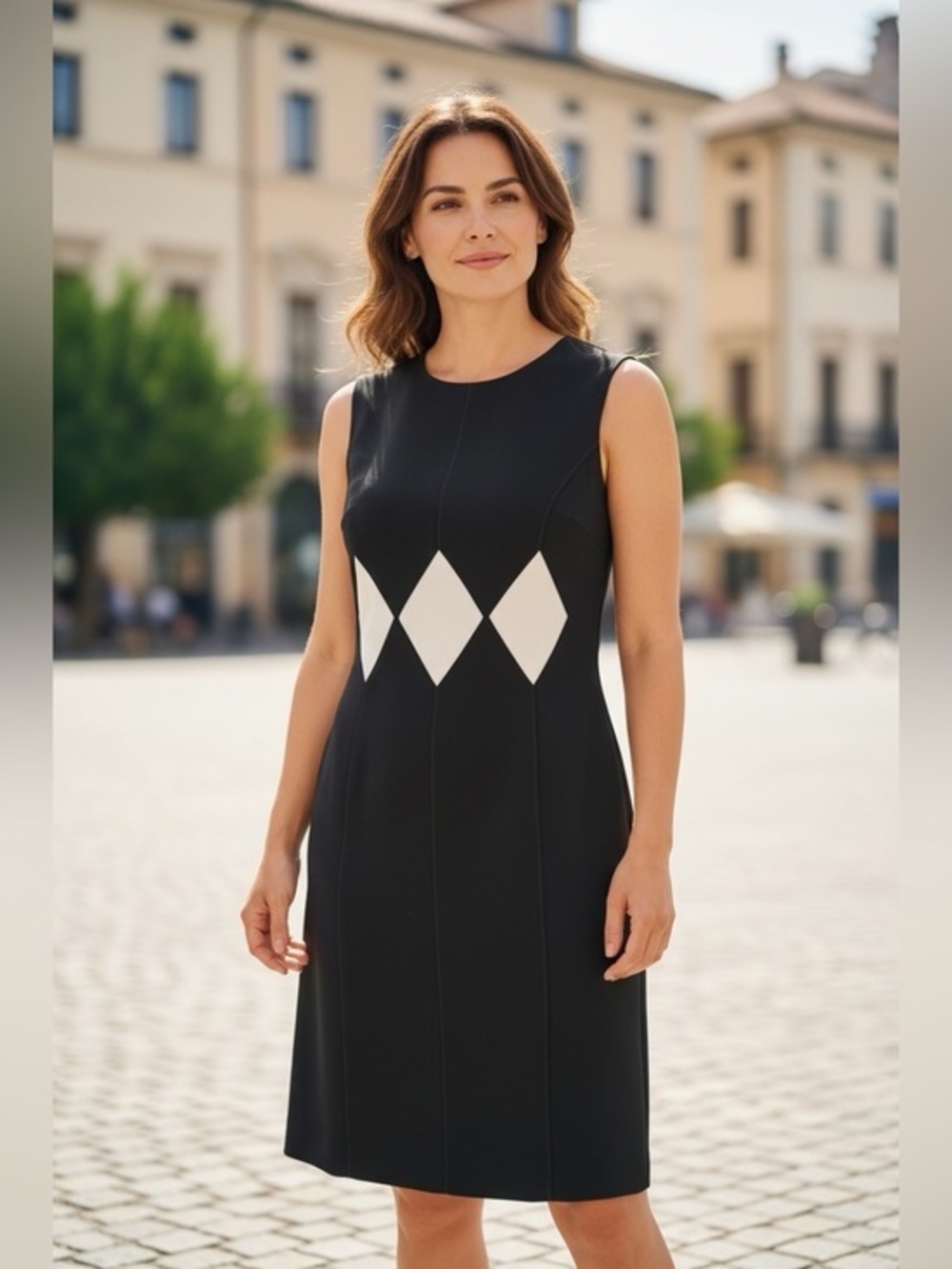 Evan-Picone Diamond Block Dress